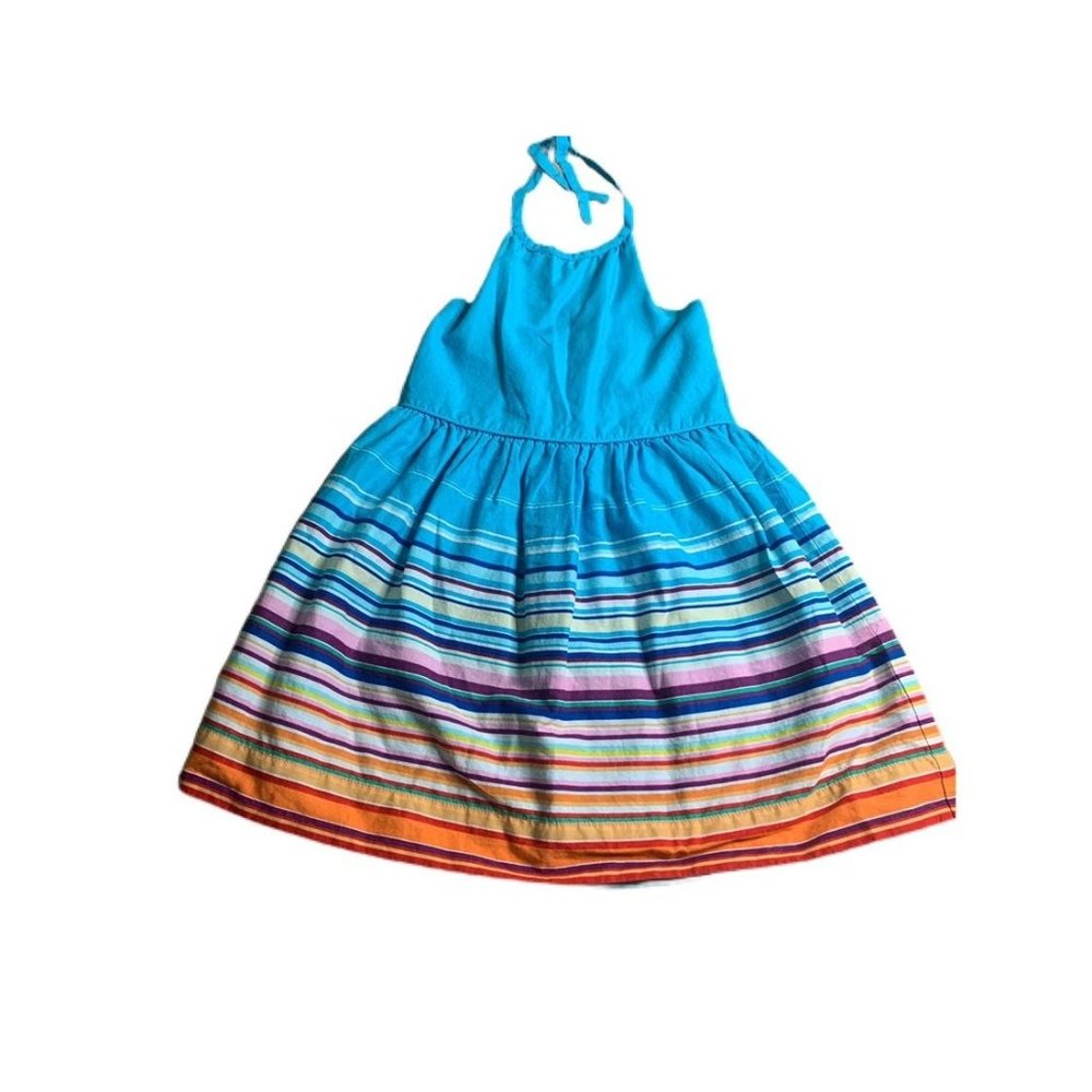 Baby Gap Girls Rainbow Stripe Sundress Teal Dress 12-18M
